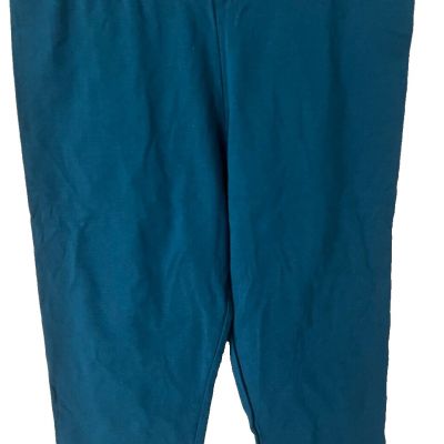 Solid Bright Teal Crop Leggings - Adult Size Large